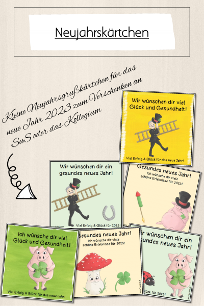 FREEBIE: Neujahrsgrußkärtchen – Kreative Karten zum neuen Jahr (1.–4. Klasse) (255726)