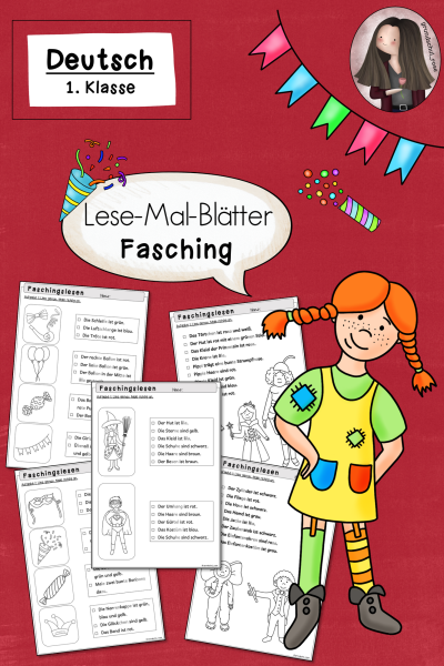 Lesemalblätter Fasching Klasse 1 Deutsch (263612)
