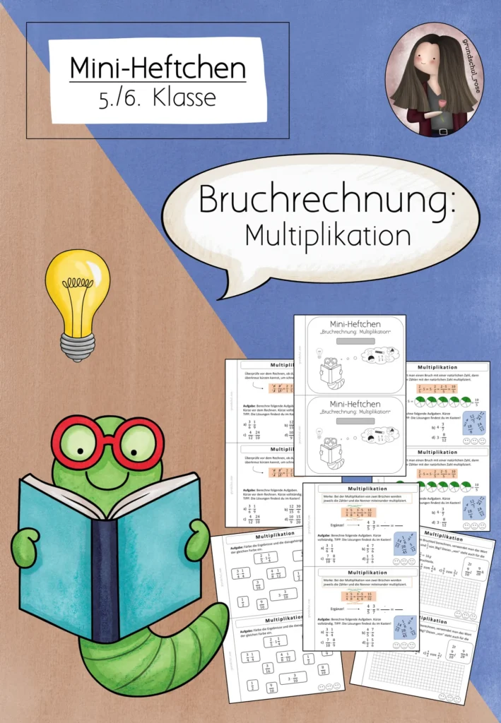 Mini-Heft Bruchrechnung Mathematik Klasse 5-6 - Cover für Klasse 5-6