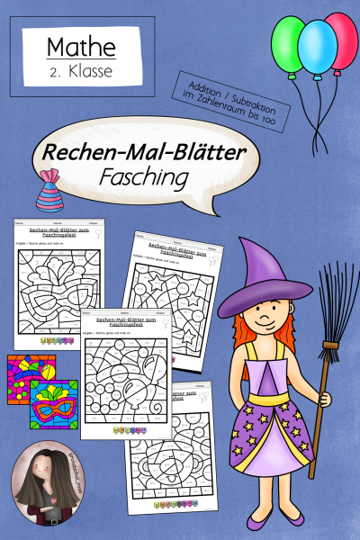 Rechenmalblätter Fasching Klasse 2 ZR 100 Rechenmalblatt (274893)