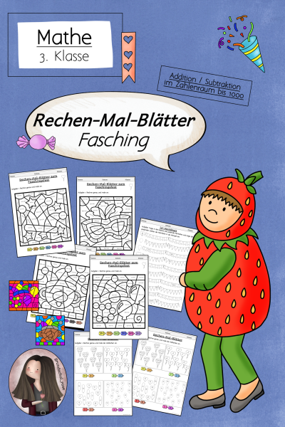 Rechenmalblätter Fasching Klasse 3 ZR 1000 (276024)