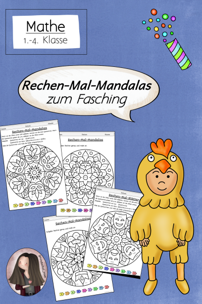 Rechenmalblätter Fasching (1.-4. Klasse) kostenlos (276827)