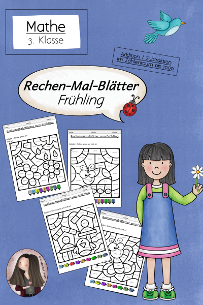 Rechenmalblätter Frühling Klasse 3 ZR 1000 (279885)