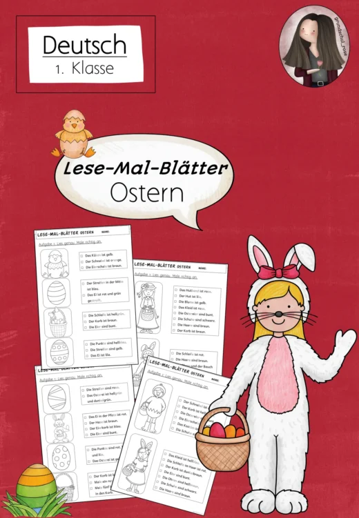 Lesen und Malen: Lesemalblätter Ostern Klasse 1