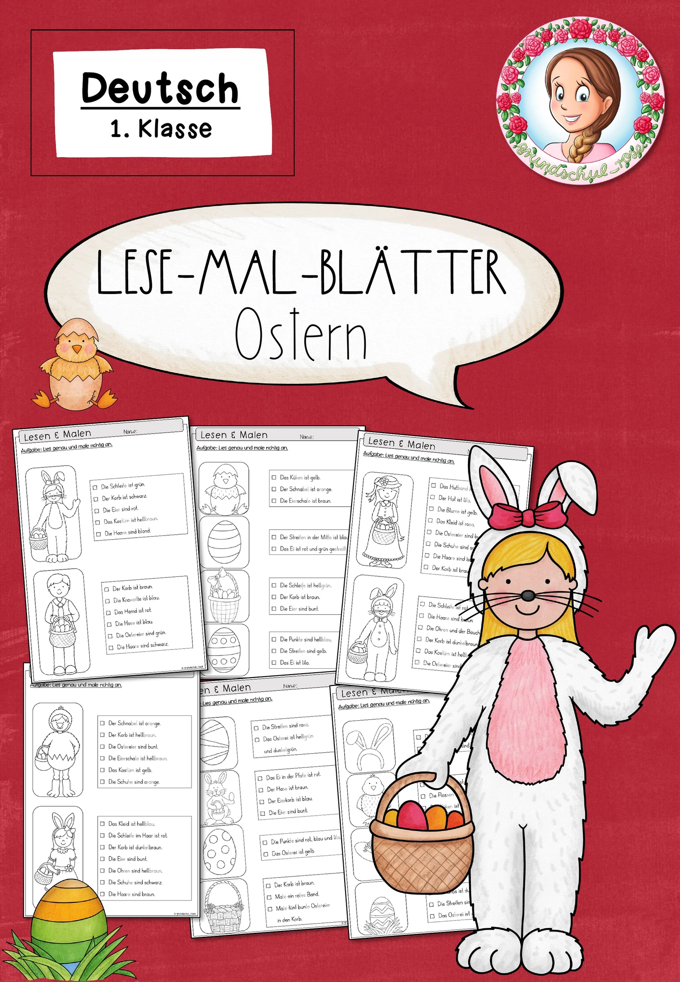 Lesemalblätter Ostern | Deutsch Klasse 1