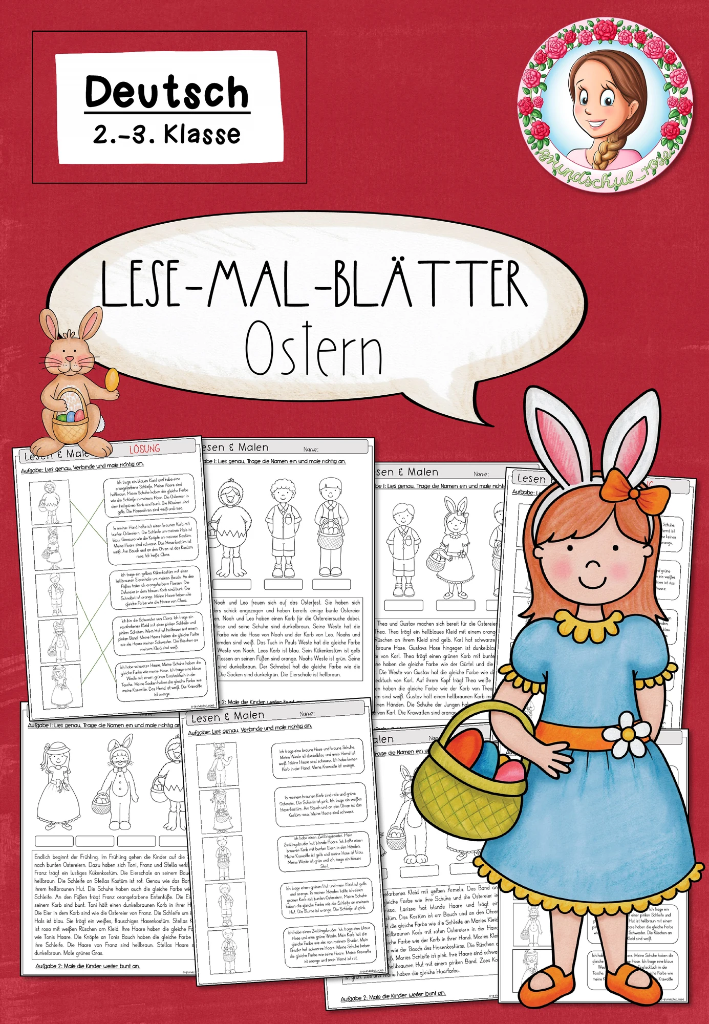 Lesemalblätter Ostern | Deutsch Klasse 2-3