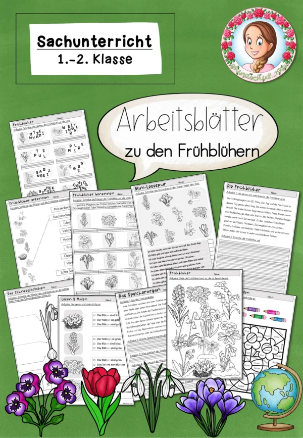 Arbeitsblätter Frühblüher Klasse 1 bis 2 Frühling