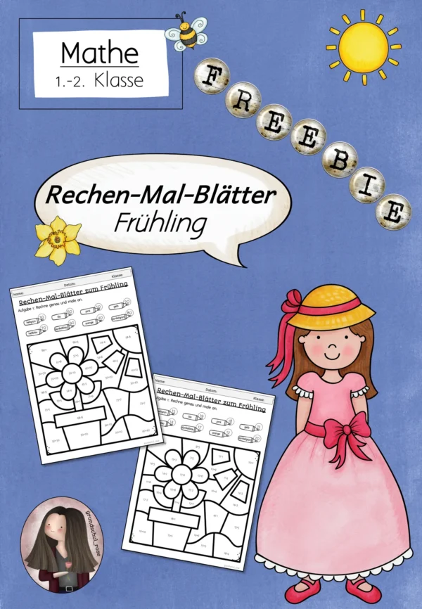 FREEBIE: Rechen-Mal-Blätter zum Frühling (1.-2. Klasse)
