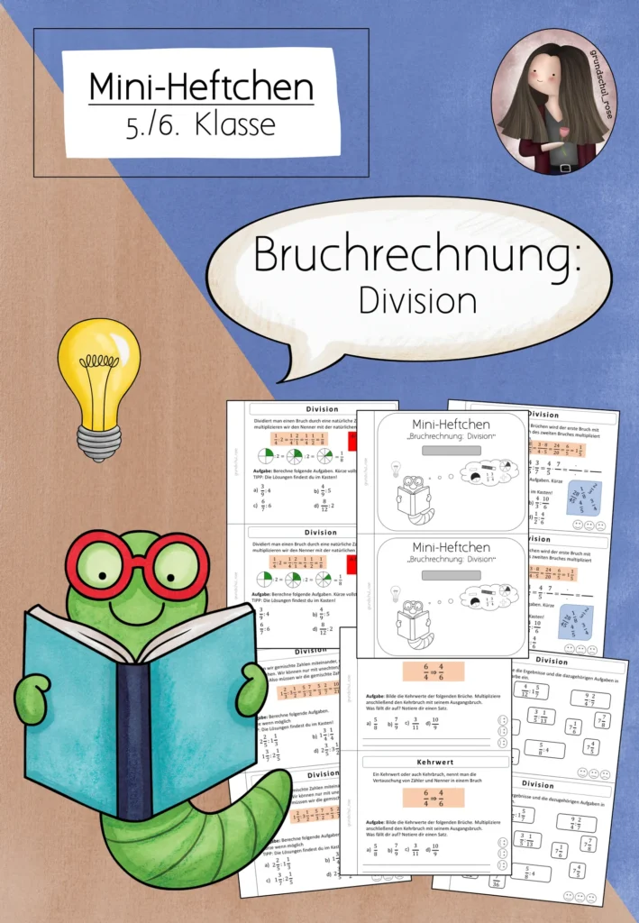Mini-Heft Bruchrechnung Mathematik Klasse 5-6 - Cover für Klasse 5-6