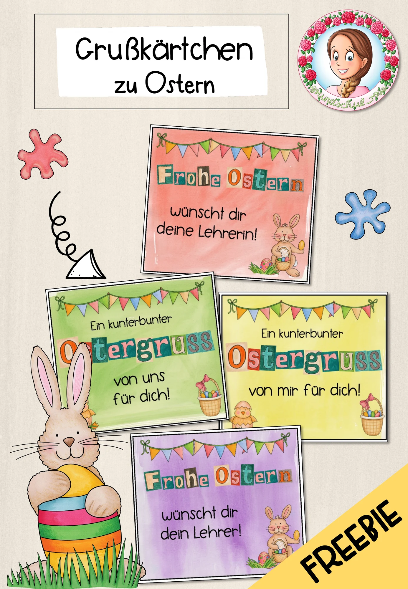 Feriengruß Ostern | Freebie Grußkärtchen