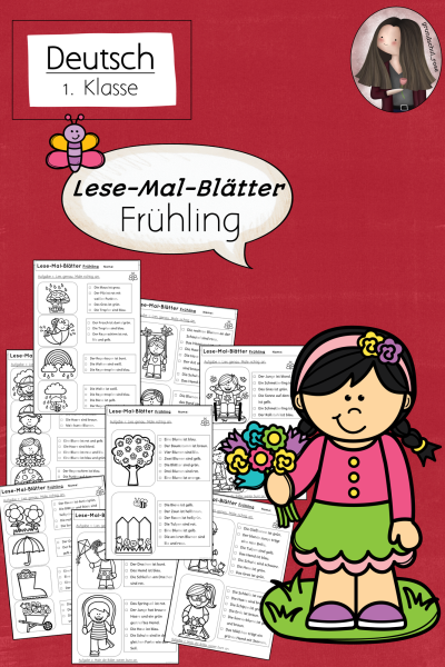 Lesemalblätter Frühling Klasse 1 Leseübung (309088)
