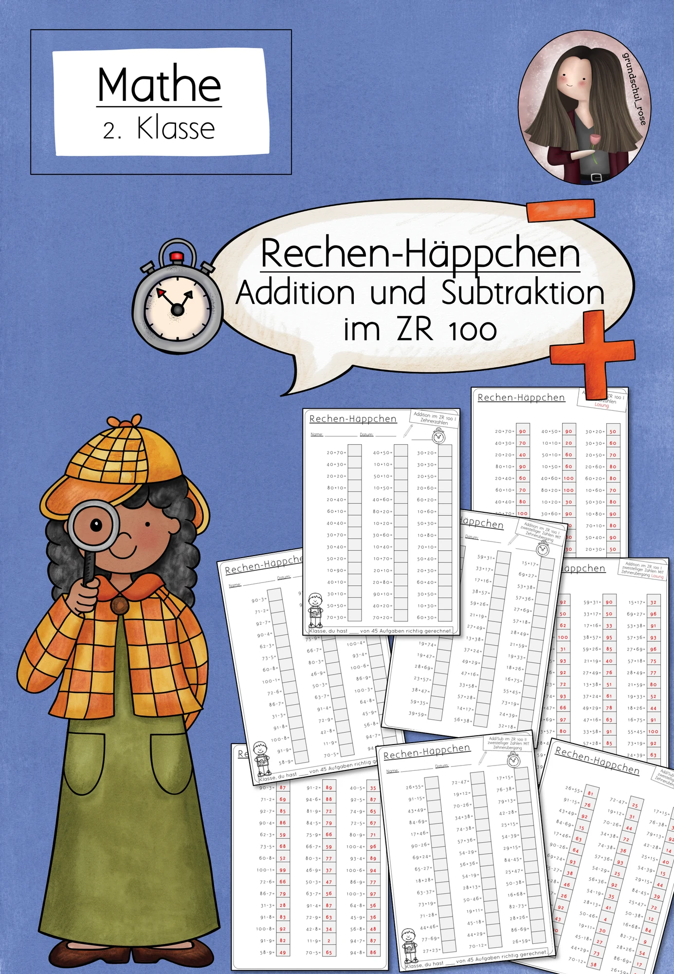 Kopfrechnen Klasse 2 ZR 100 | Rechen-Häppchen Mathe