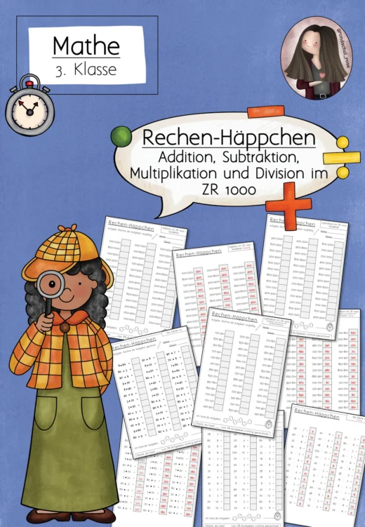 Kopfrechnen Klasse 3 ZR 1000 Addition Subtraktion Multiplikation Division Mathematik