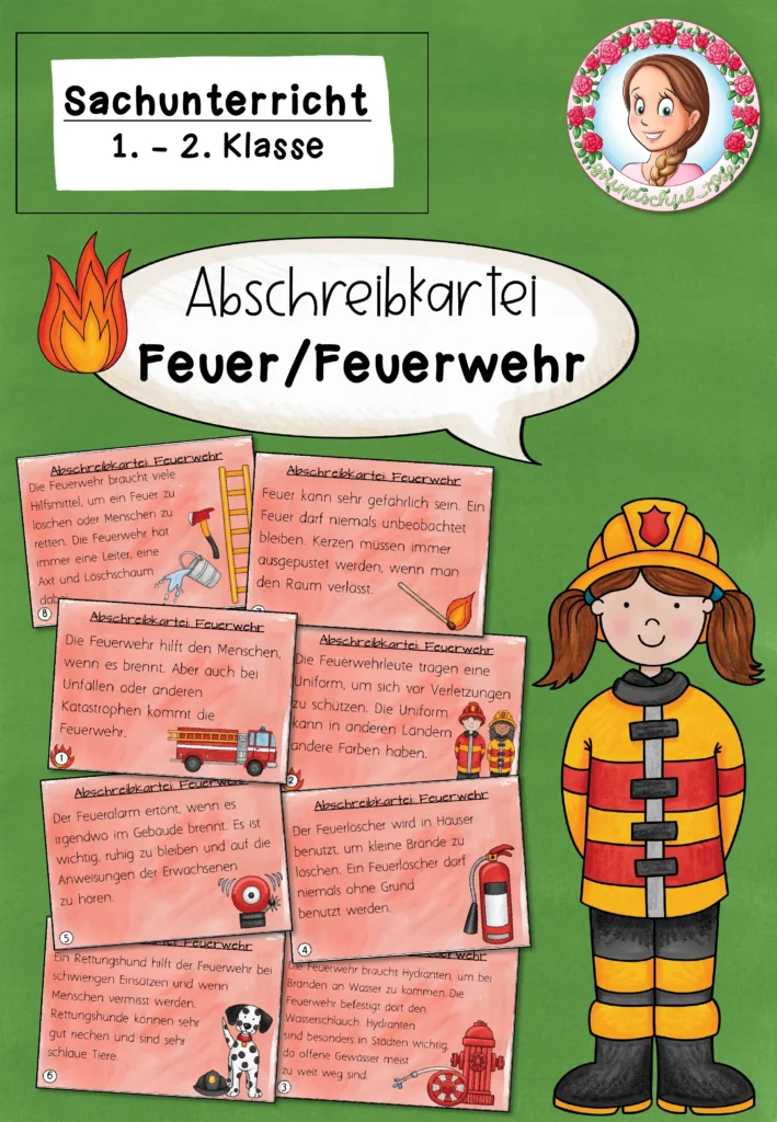 Abschreibkarten Feuerwehr | Berufe Grundschule Klasse 1-2 Cover
