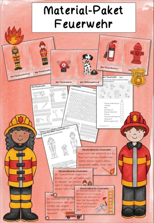 Cover: Material-Paket zur Feuerwehr – digitales Unterrichtsmaterial für die Grundschule