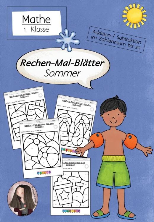 Rechenmalblätter Sommer Klasse 1 ZR 20