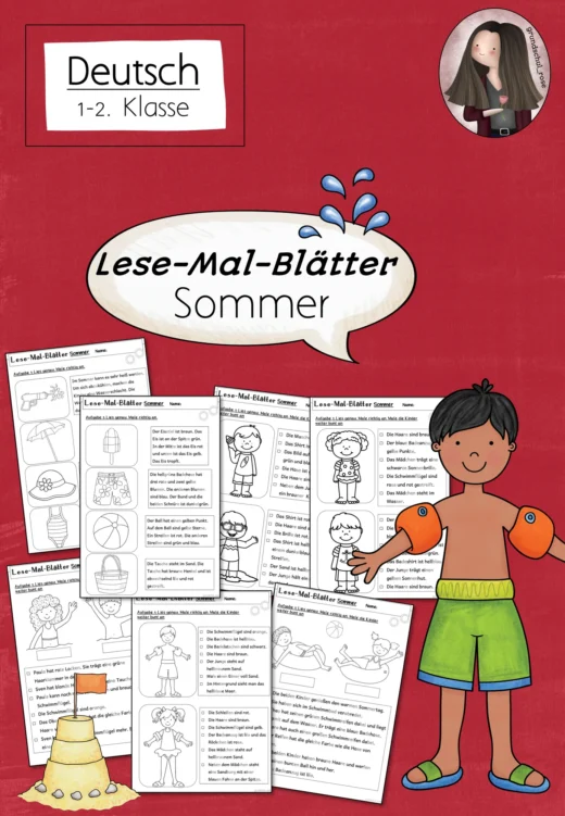 Lesen & Malen Sommer – Lesemalblätter Deutsch 1. & 2. Klasse