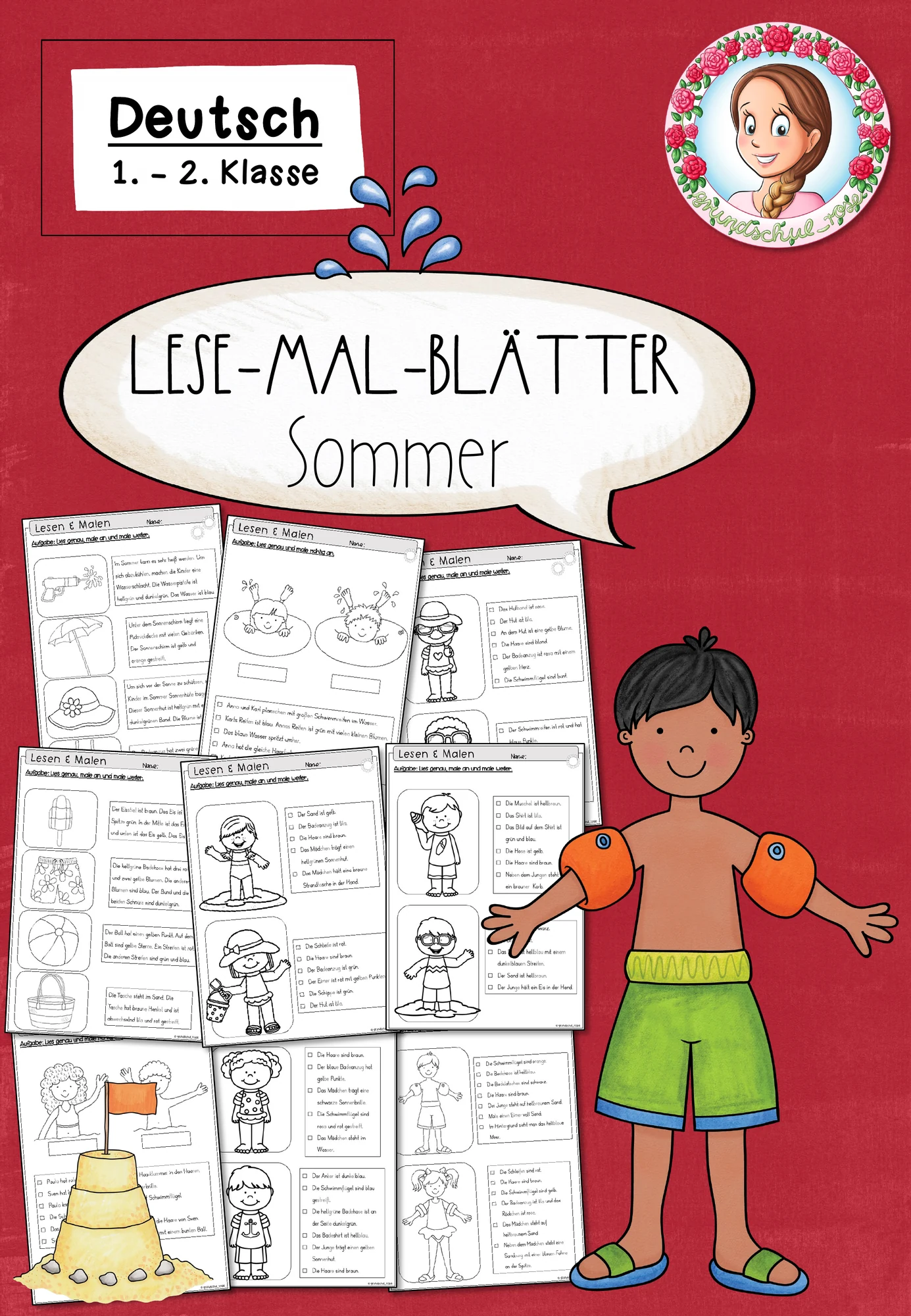 Lesemalblätter Sommer | Leseverstehen Deutsch Klasse 1-2