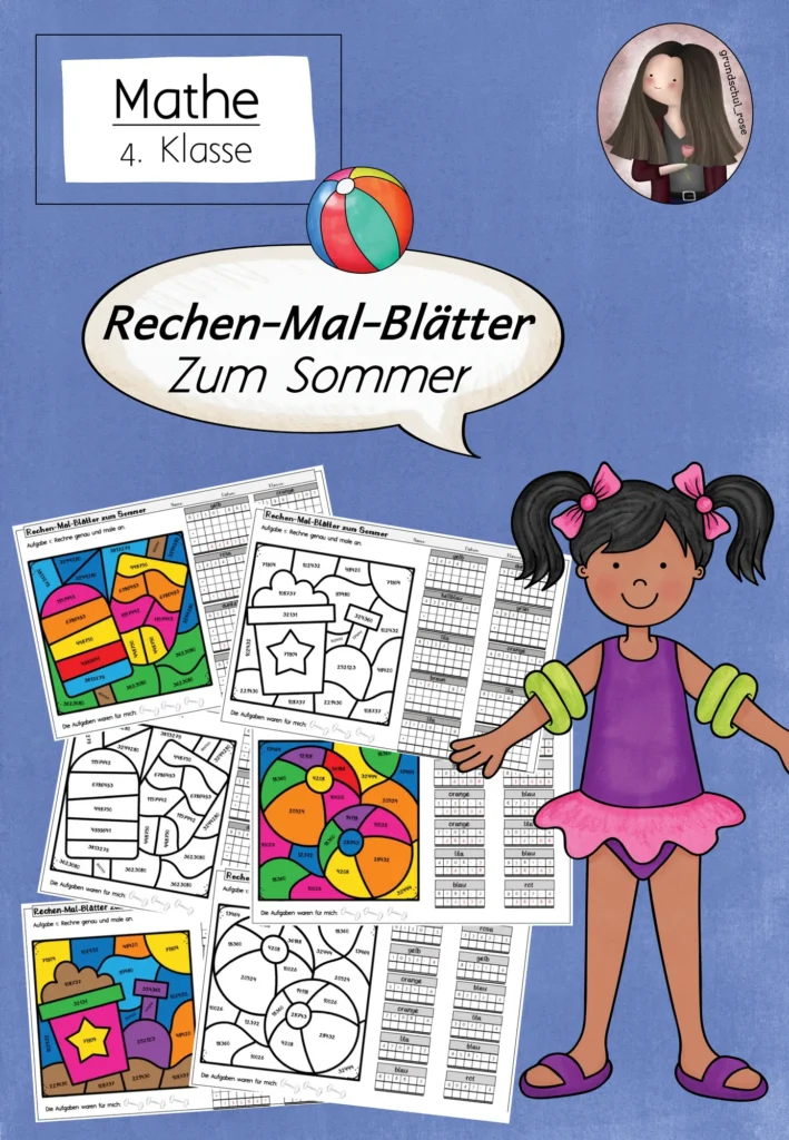 Rechenmalblätter Sommer Mathematik Klasse 4 - Cover für Klasse 4