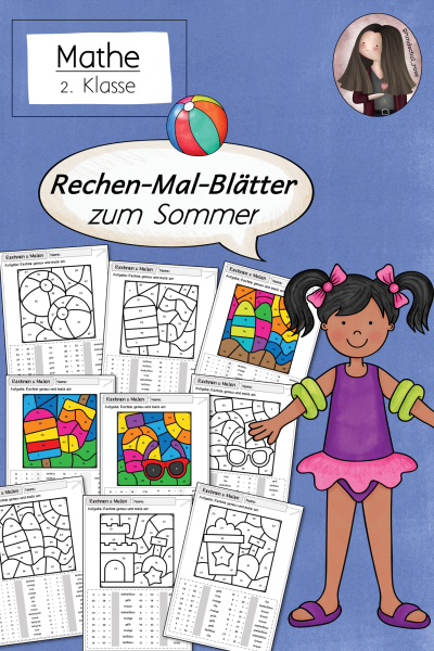 Rechenmalblätter Sommer – Matheübungen im ZR 100 (2. Klasse) (384126)