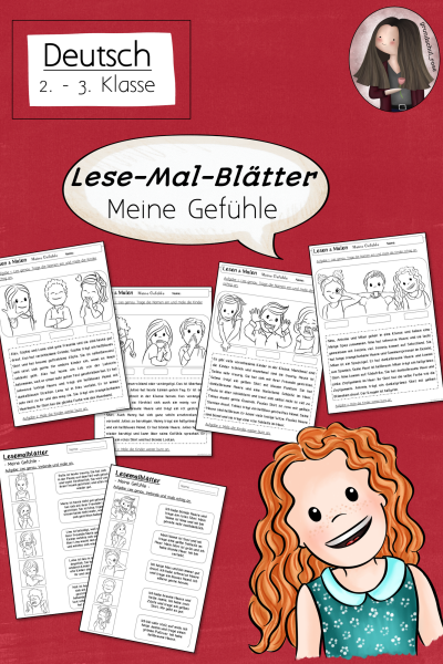 Lesemalblätter Gefühle (Klasse 2 bis 3) Deutsch (386744)
