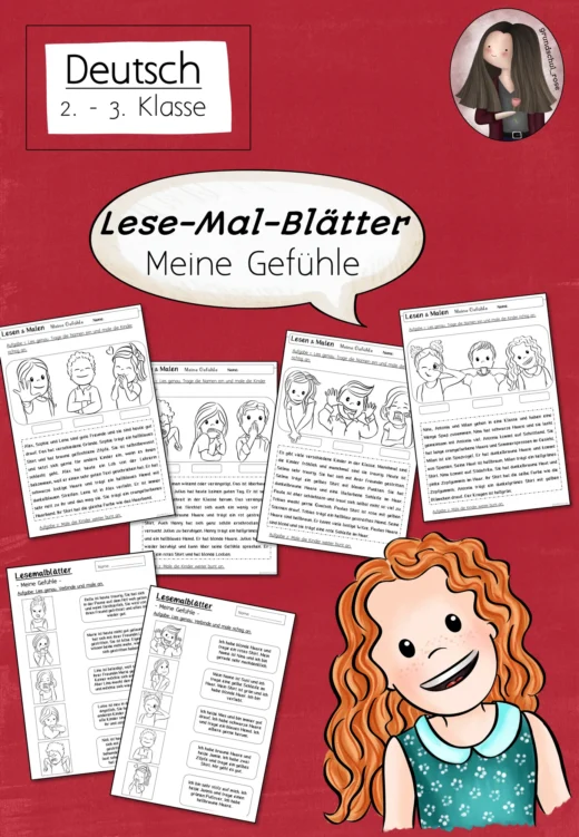 Lesemalblätter Gefühle (Klasse 2 bis 3) Deutsch