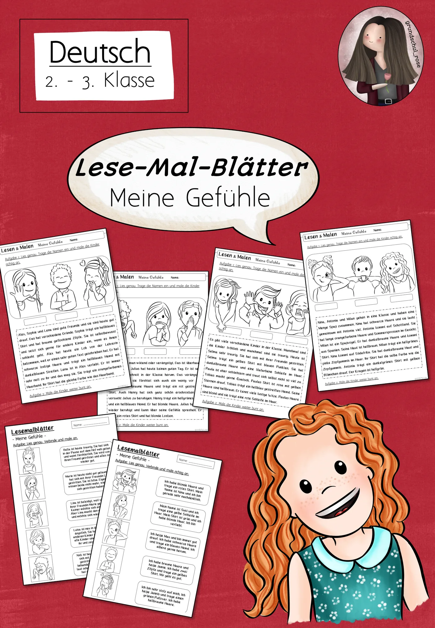 Lesemalblätter Gefühle (Klasse 2 bis 3) Deutsch
