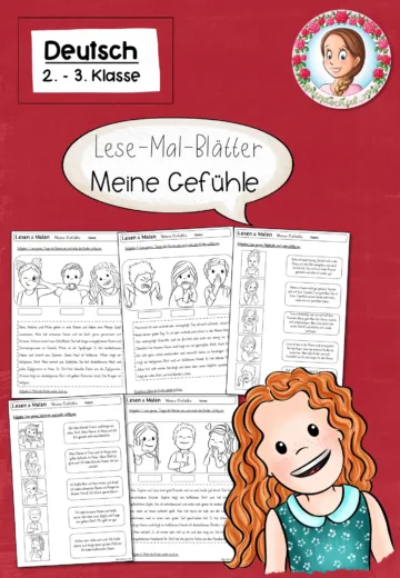 Cover: Lesemalblätter Gefühle (Klasse 2 bis 3) Deutsch – digitales Unterrichtsmaterial für die Grundschule