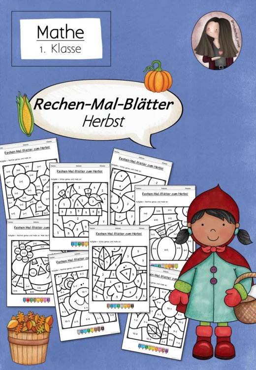 Rechen-Mal-Blätter - Herbst - Rechnen & Malen – ZR 20 (1. Klasse)