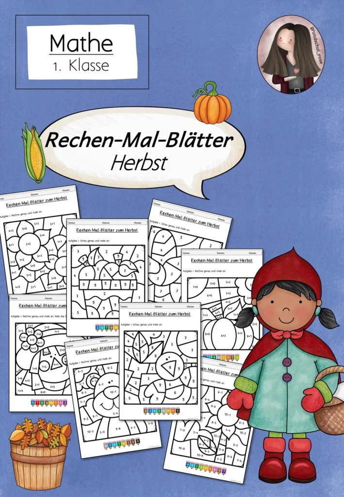 Rechenmalblätter Herbst Mathematik Klasse 1 - Cover für Klasse 1