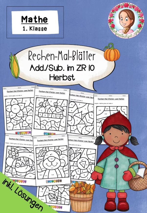 Rechenmalblätter Herbst | Mathe Klasse 1 ZR 10 – Cover für Mathematik, 1. Klasse