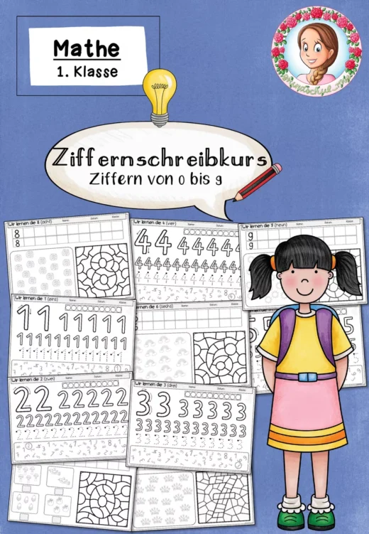 Cover: Ziffernschreibkurs Klasse 1 | Ziffern 0 bis 9 – digitales Unterrichtsmaterial für die Grundschule