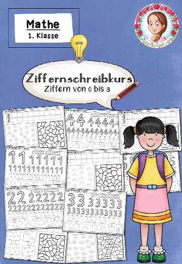 Cover: Ziffernschreibkurs Klasse 1 | Ziffern 0 bis 9 – digitales Unterrichtsmaterial für die Grundschule