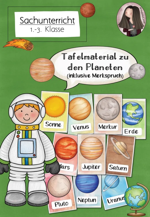 Tafelmaterial zu den Planeten (Klasse 1 bis 3)