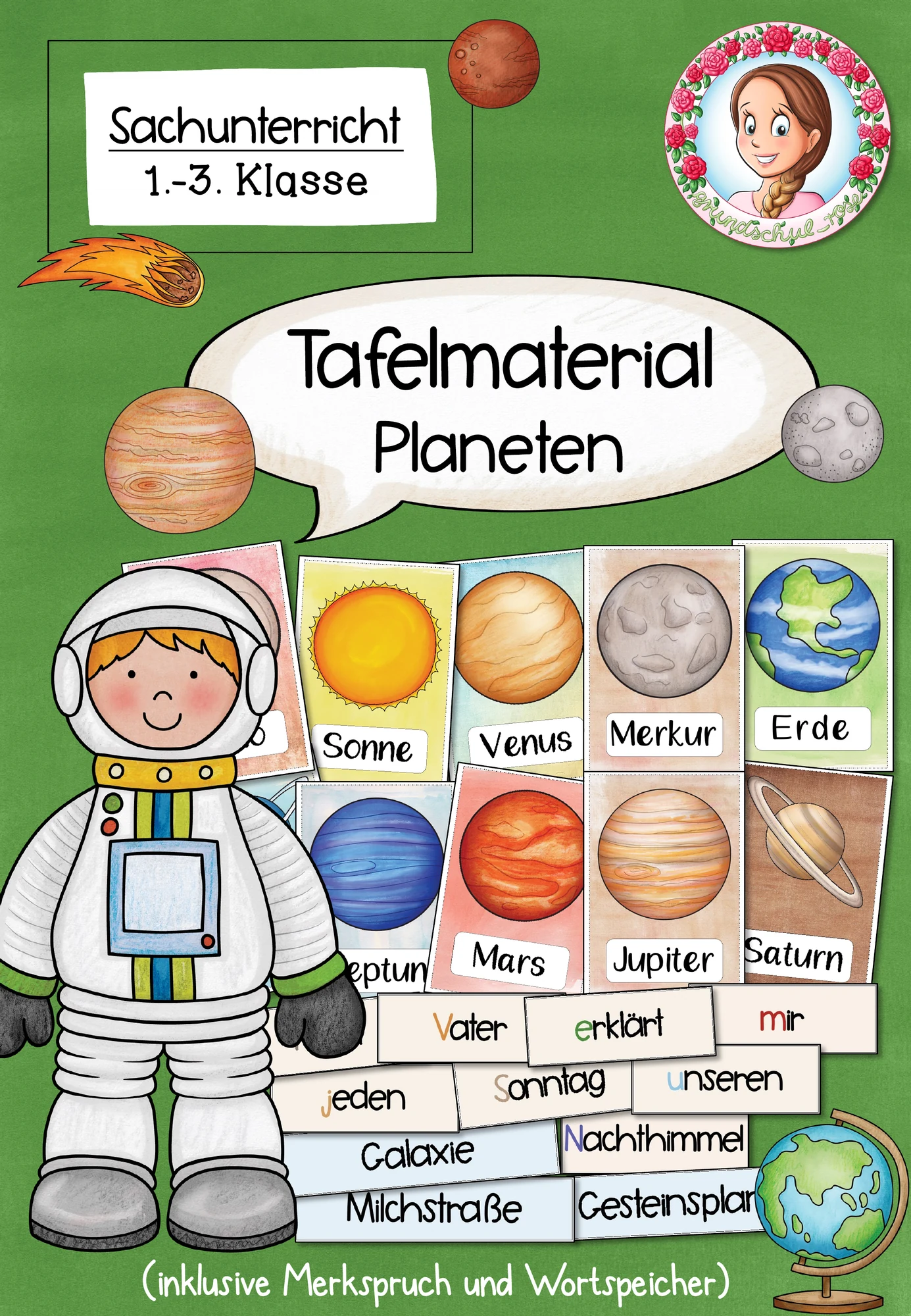 Sonnensystem und Planeten Tafelmaterial | Grundschule Klasse 1-3