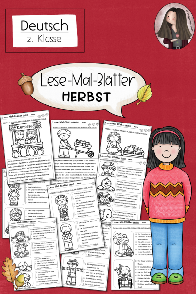 Herbst: Lesen & Malen – Lese-Mal-Blätter Deutsch (2. Klasse) (434178)