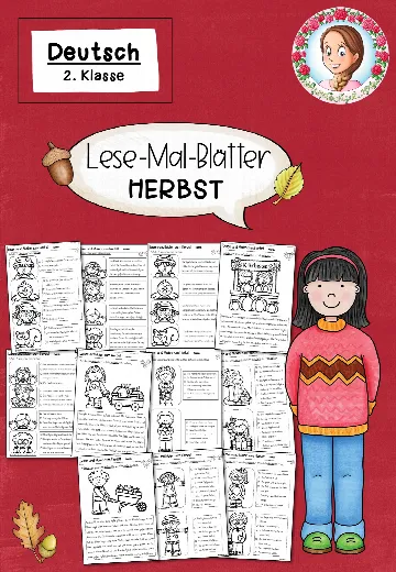 Cover: Lesemalblätter Herbst | Deutsch Klasse 2 – digitales Unterrichtsmaterial für die Grundschule