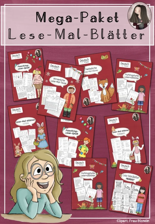 Lesemalblätter Mega-Paket | Klasse 1-3