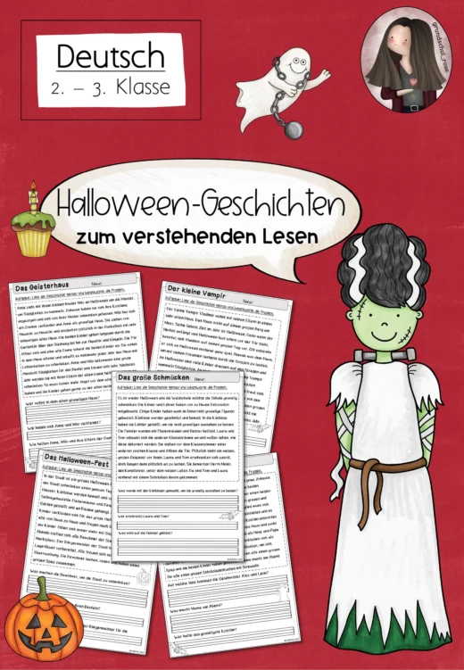 Halloween: Geschichten zum verstehenden Lesen mit Fragen (2.–3. Klasse)