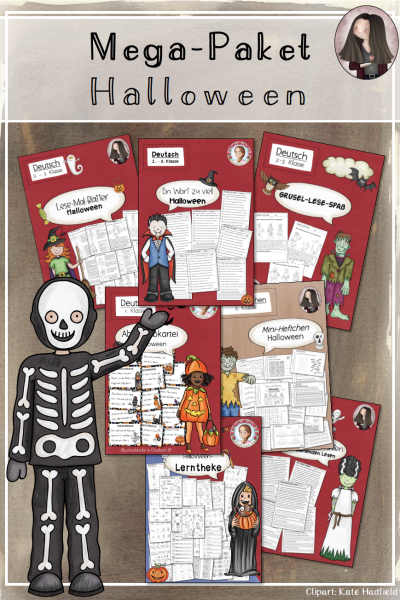 Halloween: MEGA-Paket mit Lese-, Schreib- und Rechenübungen (1.–3. Klasse) (438259)