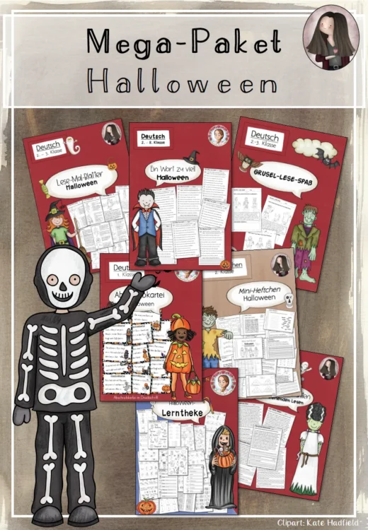 Halloween: MEGA-Paket mit Lese-, Schreib- und Rechenübungen (1.–3. Klasse)