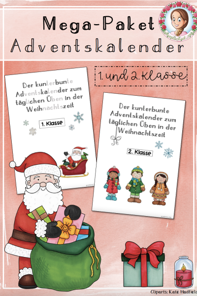 Mega-PaketAdventskalender (1.–2. Klasse) – Weihnachten Deutsch & Mathe für die Adventszeit (440881)