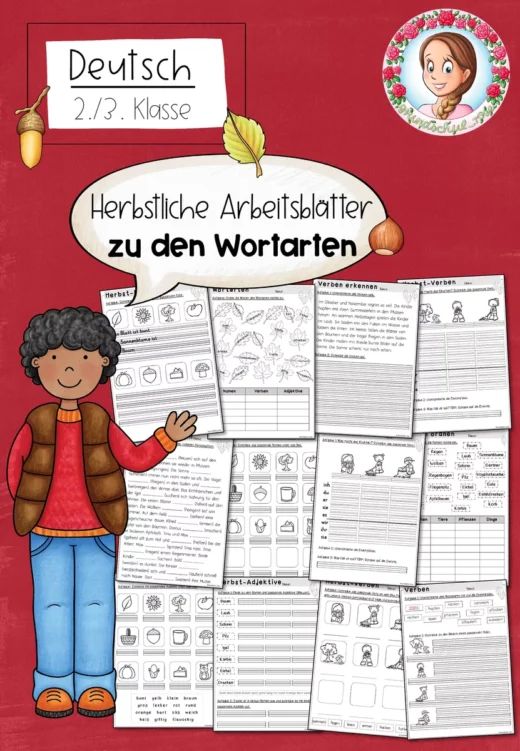 Wortarten Herbst | Arbeitsblätter Deutsch Klasse 2-3