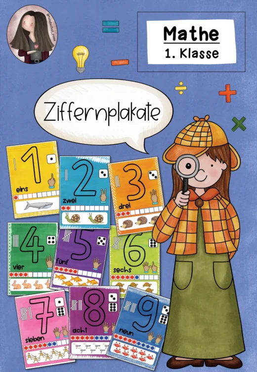 Ziffernplakate für die 1. Klasse
