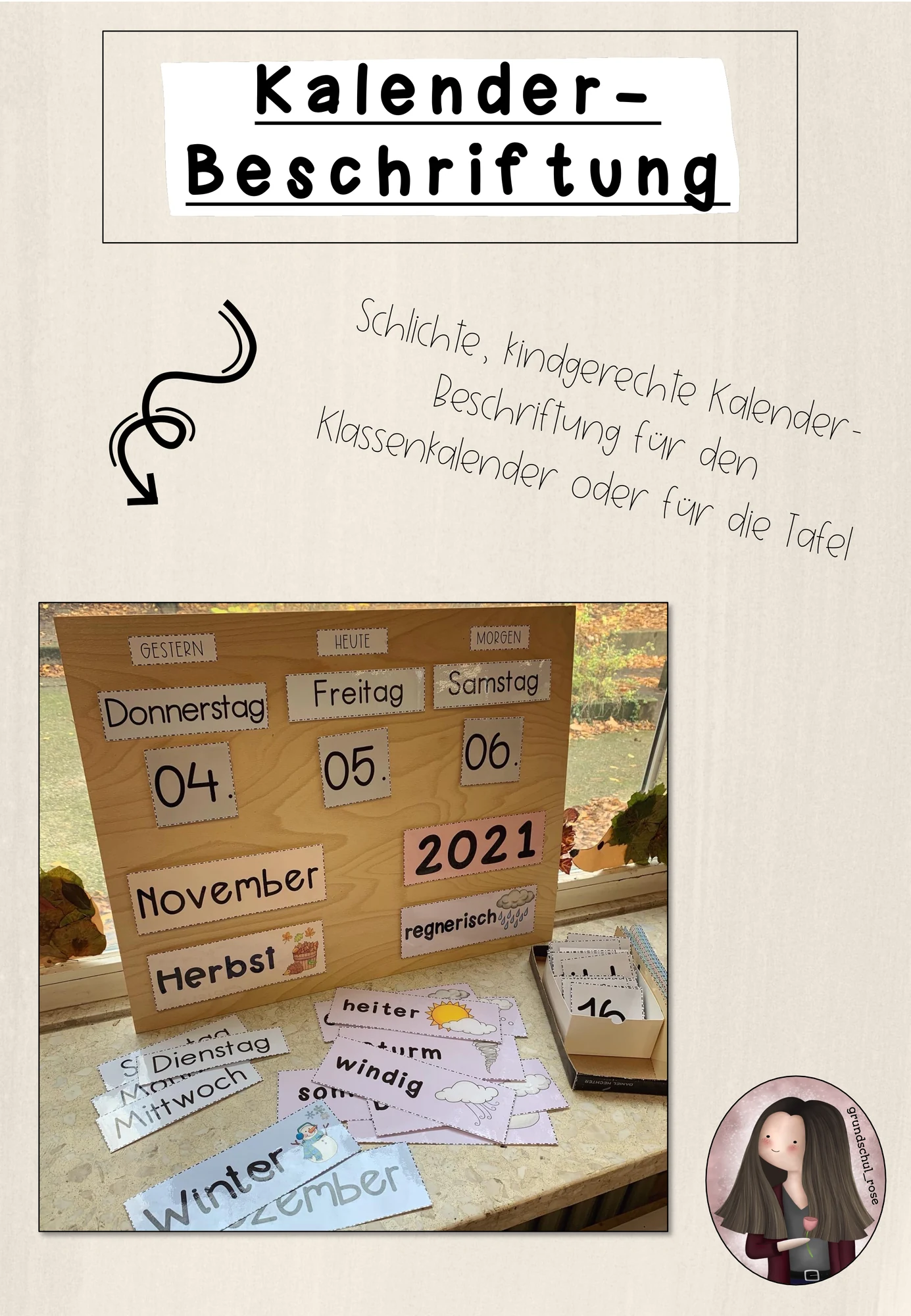 Klassenkalender Beschriftung | Classroommanagement Grundschule