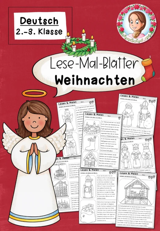 Lesen und Malen Lesemalblätter Weihnachten (2. Klasse) – Sinnerfassendes Lesen im Deutschunterricht