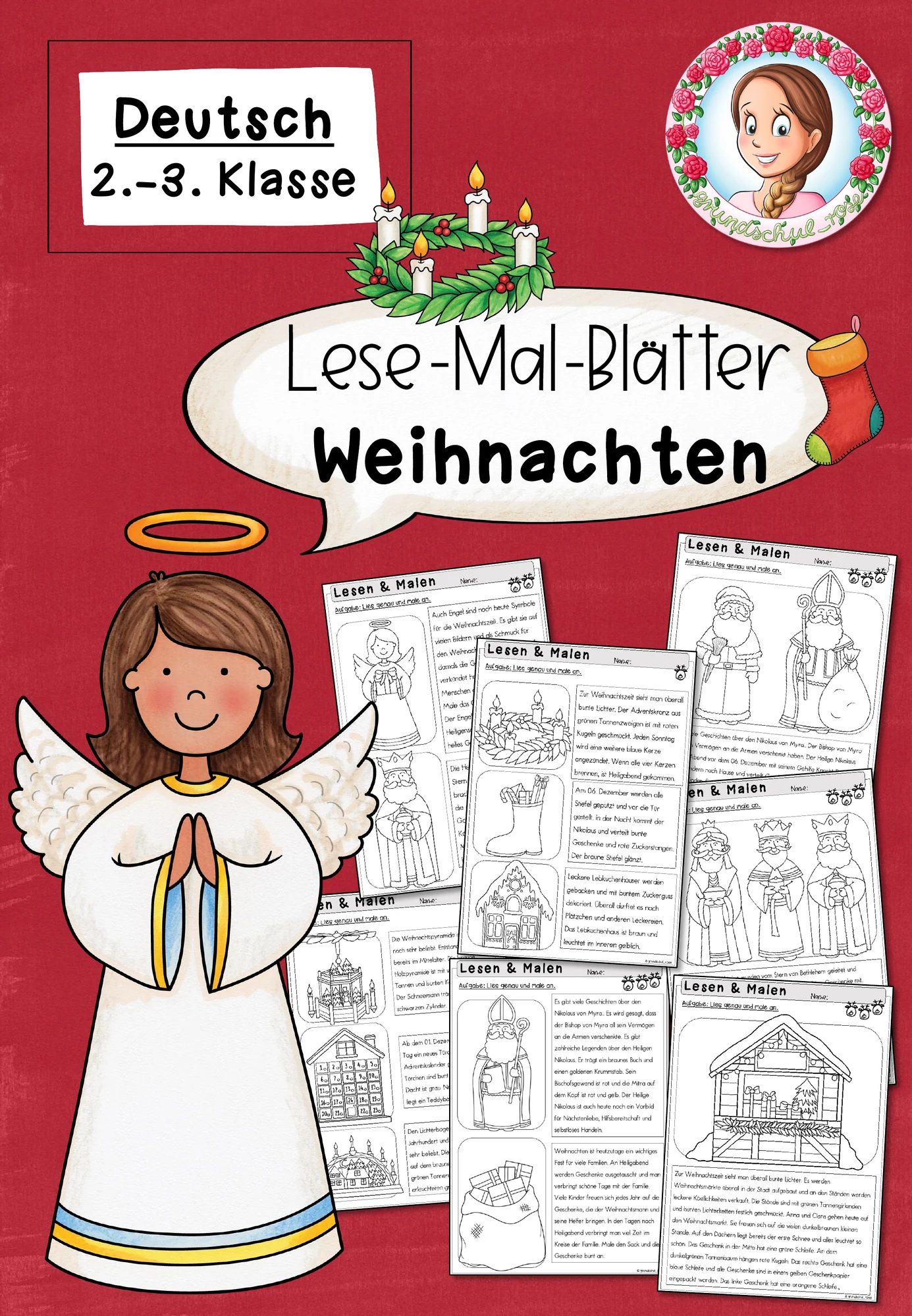 Lesen und Malen Lesemalblätter Weihnachten (2. Klasse) – Sinnerfassendes Lesen im Deutschunterricht
