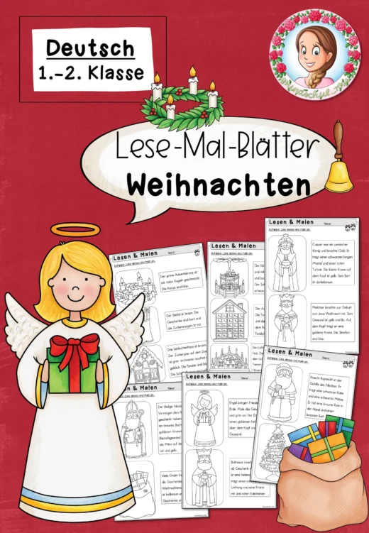 Lesen und Malen – Lesemalblätter zu Weihnachten (1.-2. Klasse)