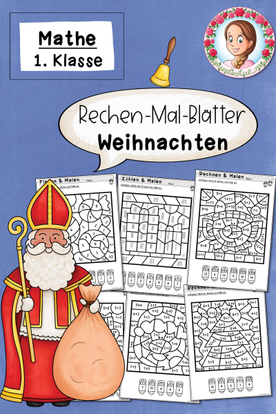 Weihnachten: Rechnen und Malen Rechenmalblätter (1. Klasse) (492736)