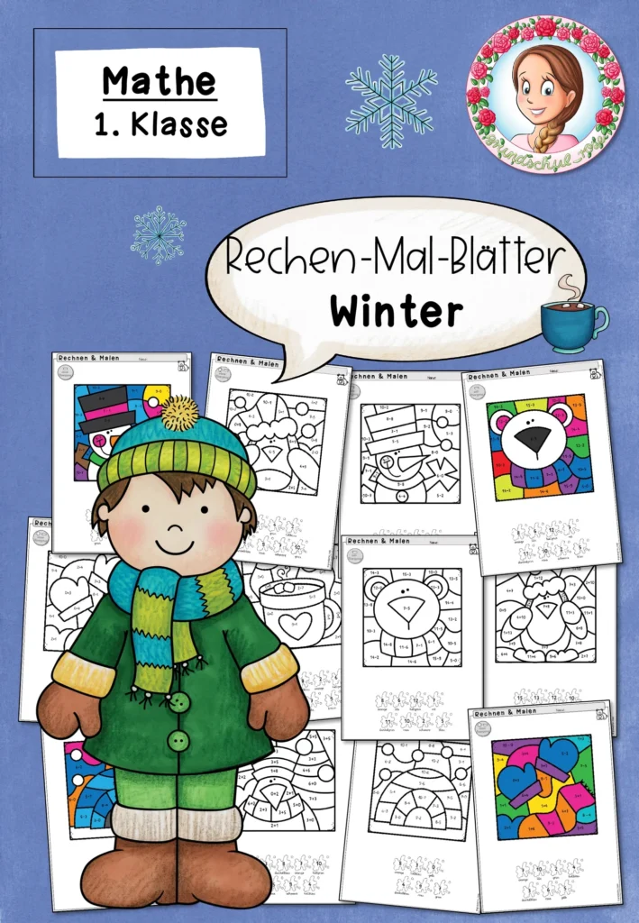 Rechenmalblätter Winter Mathematik Klasse 1 - Cover für Klasse 1